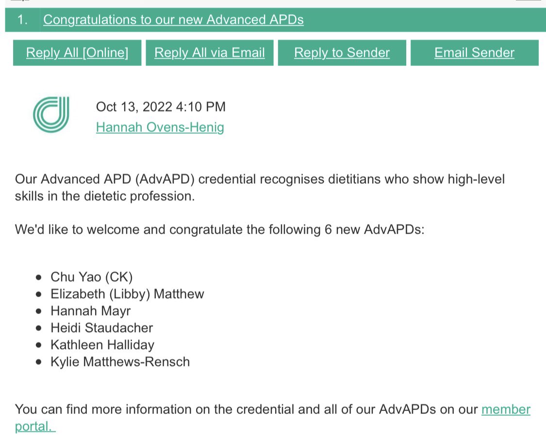While relaxing in the rolling hills of Tuscany a couple of weeks ago it was lovely to receive the news that I have been awarded Advanced APD credential! Congratulations to all the recipients this round. I looking forward to contributing further to our profession <a href="/dietitiansaus/">Dietitians Australia</a>