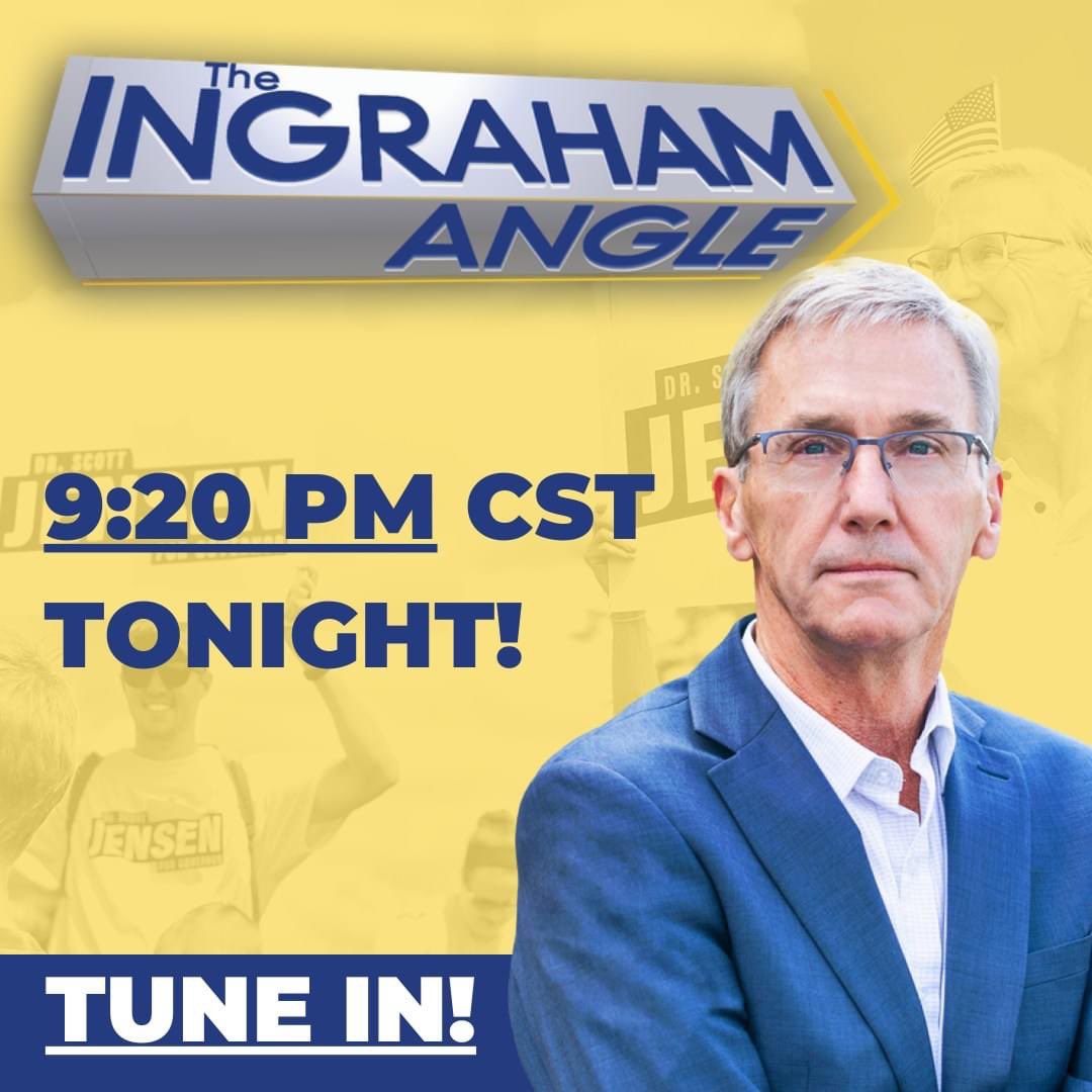 drscottjensen's tweet photo. TUNE IN TONIGHT.

I'm joining The Ingraham Angle at 9:20 PM Central time on Fox News! https://t.co/hasQ7ZCGVn