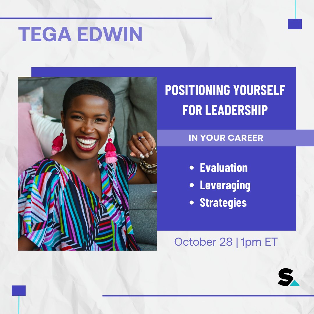theskills's tweet photo. Join Dr. Tega Edwin in this lesson on how to position yourself for leadership in your career. Dr. Tega will go over strategies for how to position yourself for management &amp; leadership opportunities within your career. Sign up now: https://t.co/YA5MF819uj https://t.co/jwhbdFl9oU