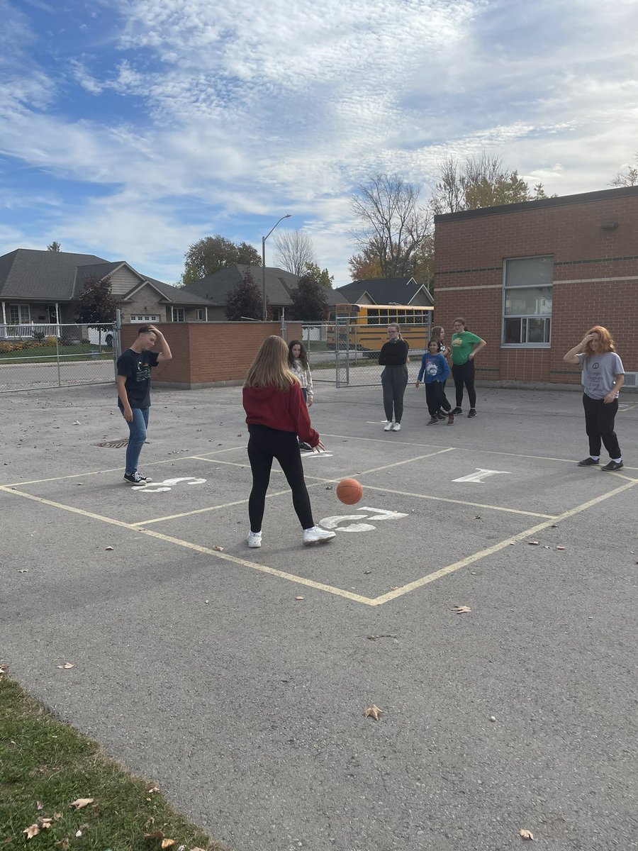 We took advantage of the nice fall weather today and did gym class outside!