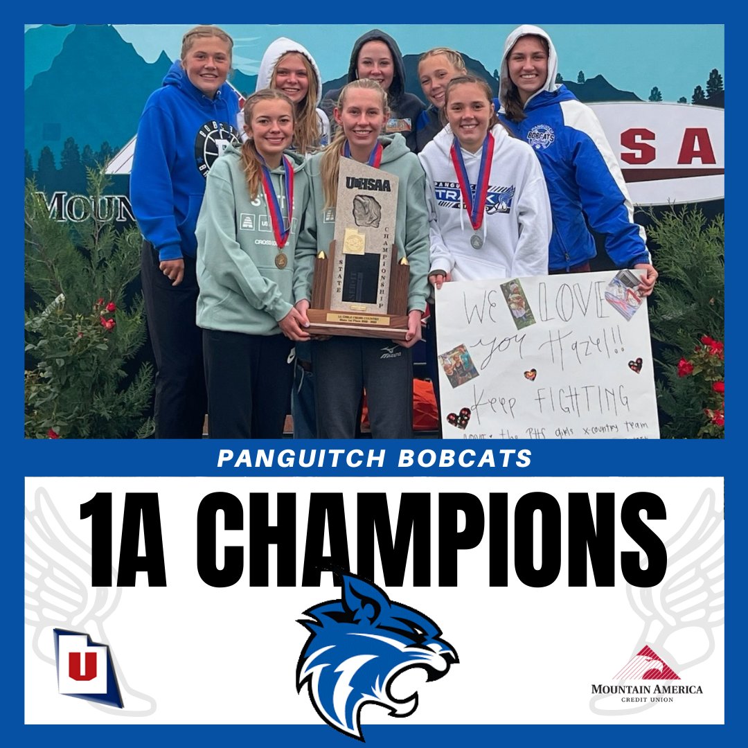 UHSAAinfo's tweet photo. That's a three-peat for Panguitch High, as the Bobcats are once again @MountainAmerica 1A girls cross country champions! 🏃‍♀️ https://t.co/OOCcWWf0Fd