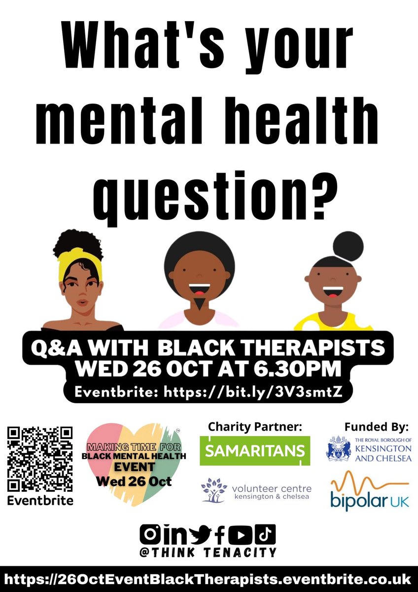 I’m guesting on this panel tomorrow evening. Passionate about black mental health. Join us! #blackmentalhealth #blacktherapists #ptsd #blacktrauma #therapy #anxietydisorders #bipolarcommunity