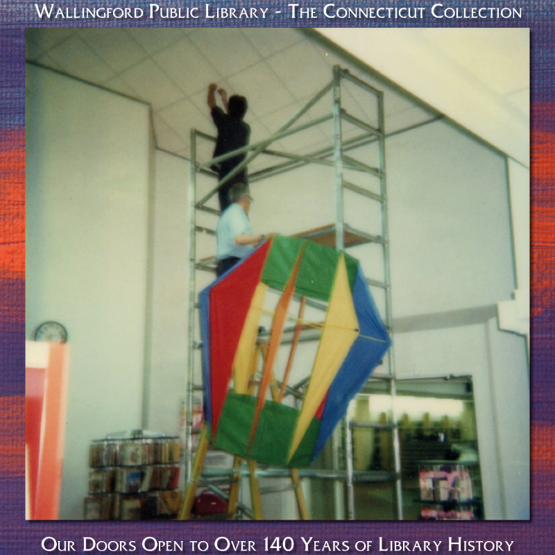 Walpublib's tweet image. Every Children&apos;s Library needs some color! In the 1980s and 1990s this colorful kite hung over the Children&apos;s Information Desk! 🪁

#TBT #ThrowbackThursday #ConnecticutCollection #HistoryOfWalPubLib