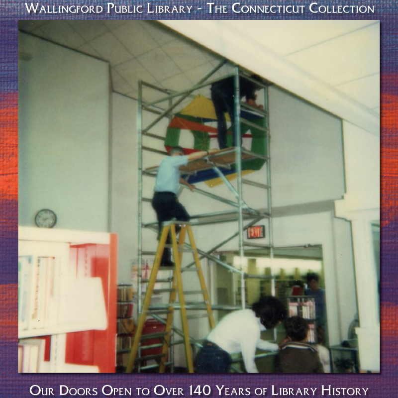 Walpublib's tweet image. Every Children&apos;s Library needs some color! In the 1980s and 1990s this colorful kite hung over the Children&apos;s Information Desk! 🪁

#TBT #ThrowbackThursday #ConnecticutCollection #HistoryOfWalPubLib