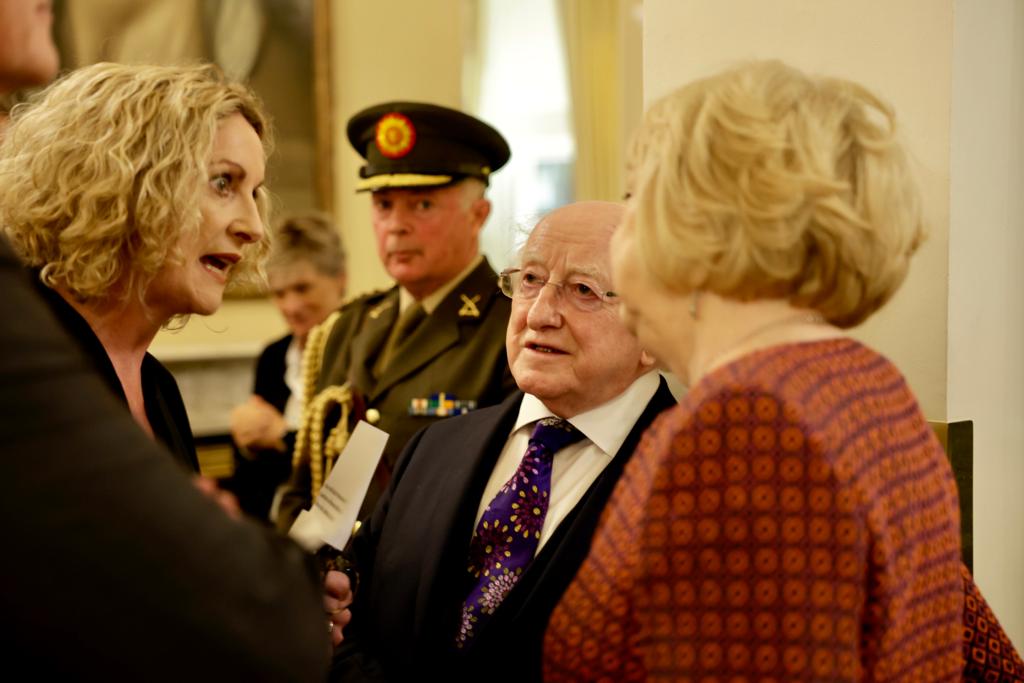 PresidentIRL's tweet photo. President &amp; Sabina Higgins tonight attended a reenactment of the proceedings of the 1922 Constitution Committee held by @NARIreland and @CourtsServiceIE in the Shelbourne Hotel's Constitution Room, marking the centenary of the adoption of the Constitution of the Irish Free State https://t.co/zpBqAdc4xQ