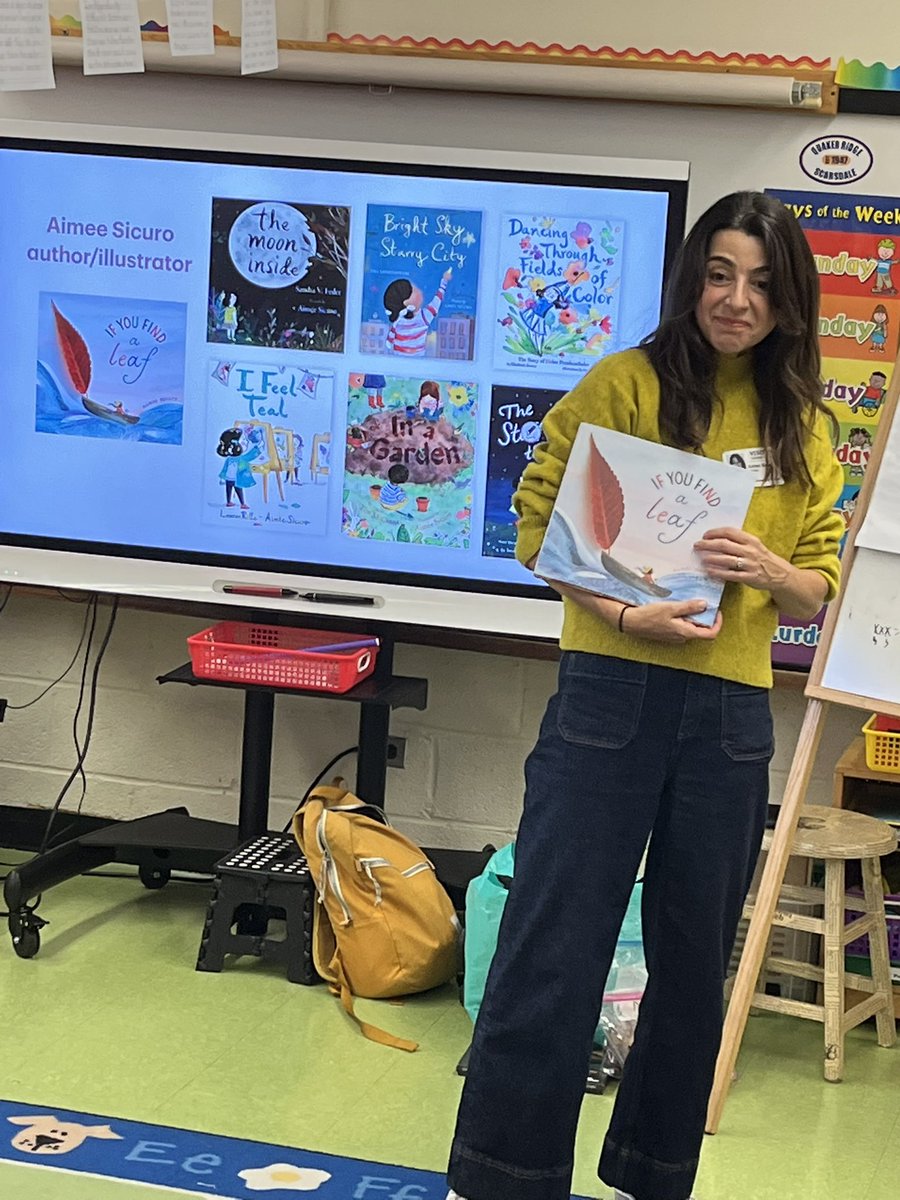qrbryant's tweet photo. Had a wonderful visit from Aimee Sicuro who is the author and illustrator of If You Find a Leaf #qrspride https://t.co/1qtyFsJM1X