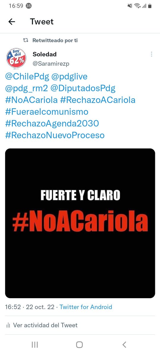 Saramirezp's tweet photo. @pdg_rm2 #RechazoaCariola #Fueraelcomunismo https://t.co/rEM3P2JfJr