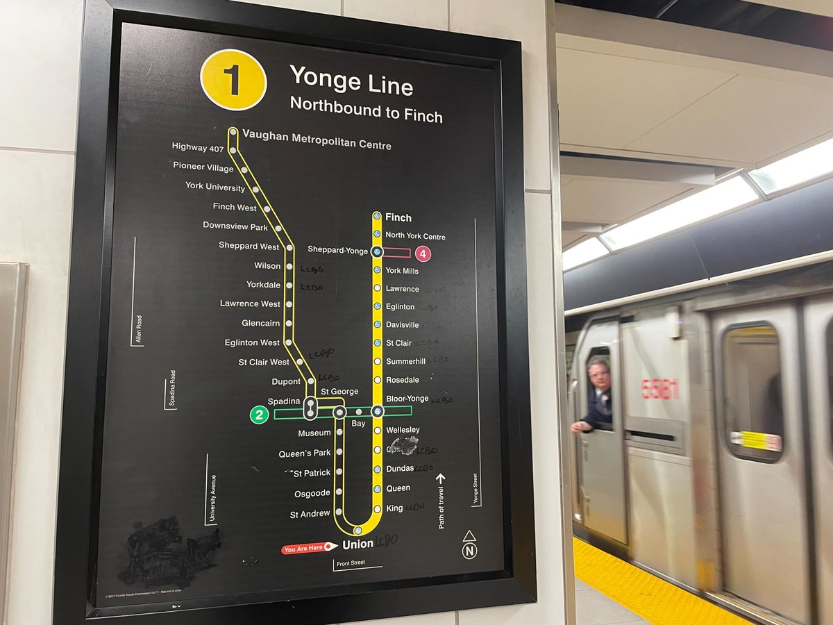 Someone added some very helpful info to a TTC map at Union Station 😂 #Toronto #TTC #LCBO