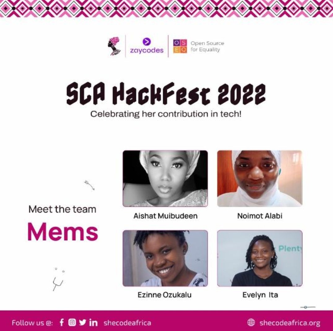 maya_ux_ui's tweet photo. Considering my teammates @MiracleZinny @adooniade @eveIta_ and I, participating in the #scahackfest this year has been a great learning opportunity given that we are all open-source novices. https://t.co/PADSZrHpgO