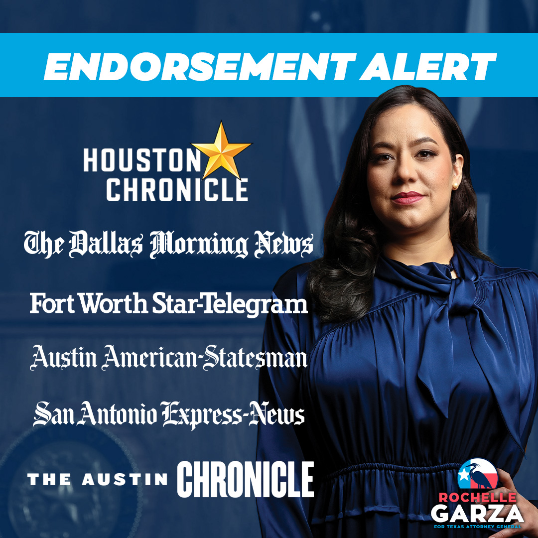 I'm proud to have the endorsement of every major newspaper in Texas. They know it's time to restore honor & integrity to the Attorney General's office and end Ken Paxton's corruption. In two weeks, we will make history and win this race.