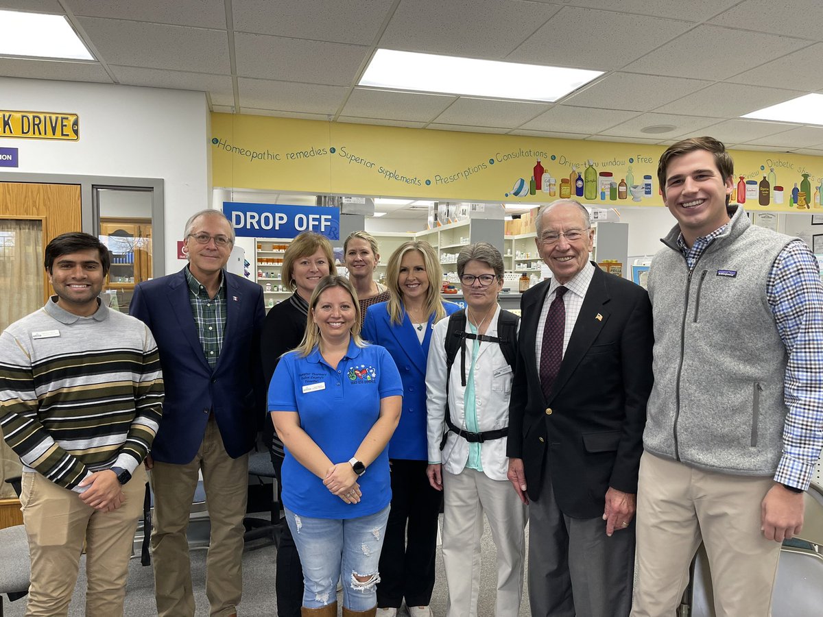 YoungforIAHouse's tweet photo. Sumpter Pharmacy in Adel is a community pharmacy serving as a valuable part of the equation and partner in delivering quality and accessible health care services to every day Iowans. And it’s always nice to be w/ @GrassleyWorks &amp; @CarterNordman! @IowaPharmacyIPA https://t.co/5Dme3mZqc4