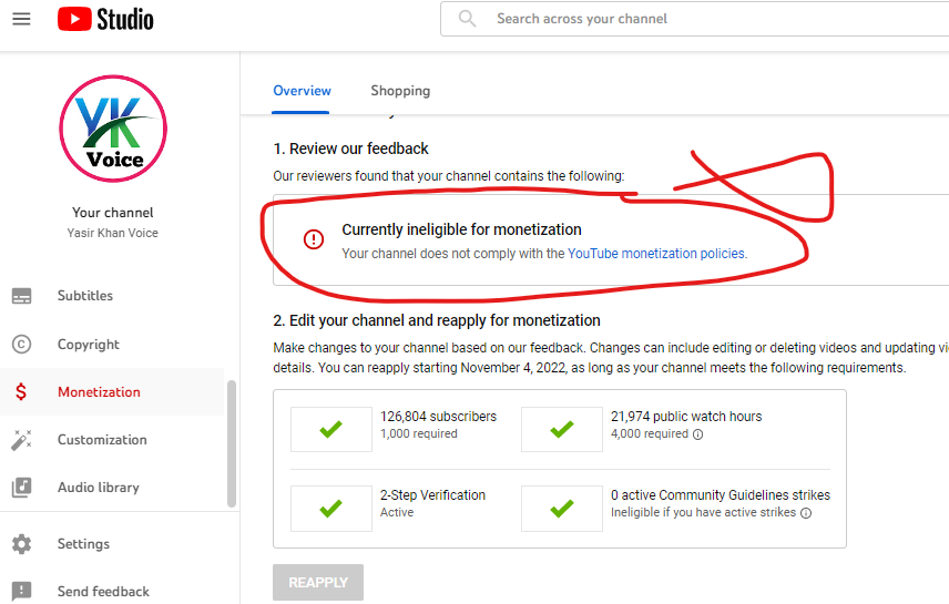 VoiceYasir's tweet photo. @TeamYouTube
 
@TeamYouTube

Hi there! I want to know the reason why my channel was rejected from monetization intensively!
After all, I didn't use anyone else's content or music. My videos are 100% my own.
https://t.co/RoSY4GAark https://t.co/1StBkQkGCY