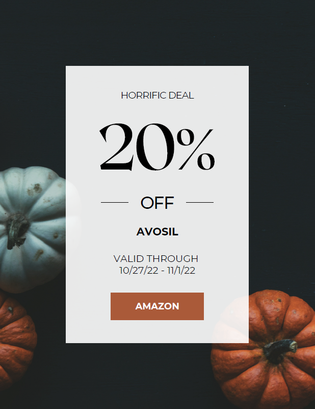 AvocetCorp's tweet photo. "Hope you have full of good times and good treats". HAPPY HALLOWEEN ahead, no TRICKS just TREATS !!❤️. Here we are treating our customers like you by running a promotion on AMAZON. Take 10 % of your order using the coupon code. #skin #skincare #scar #scarring #healing https://t.co/C6HxRoo0AB