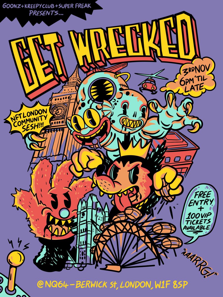 Get Wrecked - London Barcade Sesh 🕹️

VIP spots open to holders, check Discord for details 👀