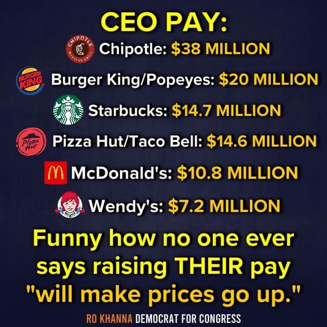 jilevin's tweet photo. Funny how no one questions CEO pay and it's affect on consumer costs. https://t.co/4V6ovG6q9x