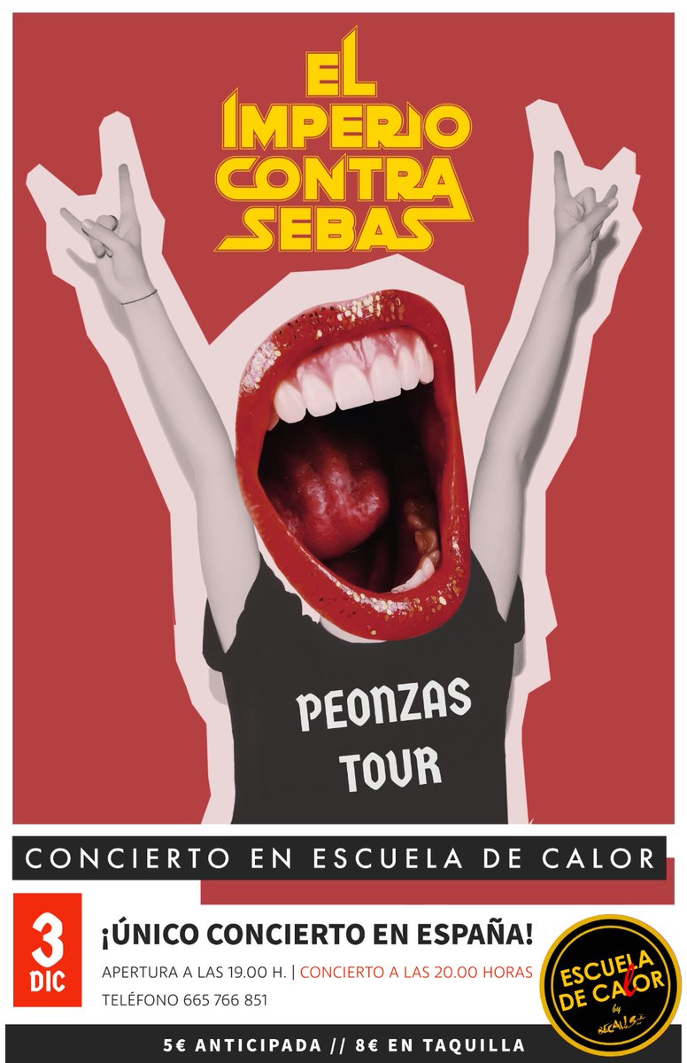 ImperioSebas's tweet photo. Lamentamos comunicar que, por motivos ajenos al Imperio, el concierto queda aplazado al día 3 de diciembre, ante este cambio de fecha puedes pedir la devolución del dinero o, si puedes asistir al concierto del día 3 de diciembre, mantener tu entrada. https://t.co/M1zBP8msOv