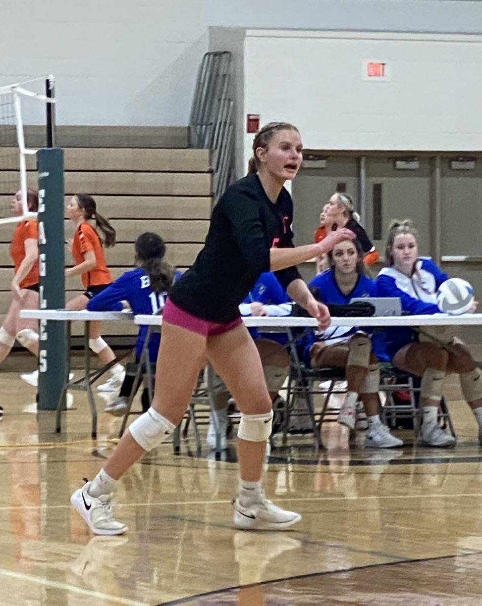 Varsity volleyball sweeps Quincy, 2-0, winning game two, 25-11…
