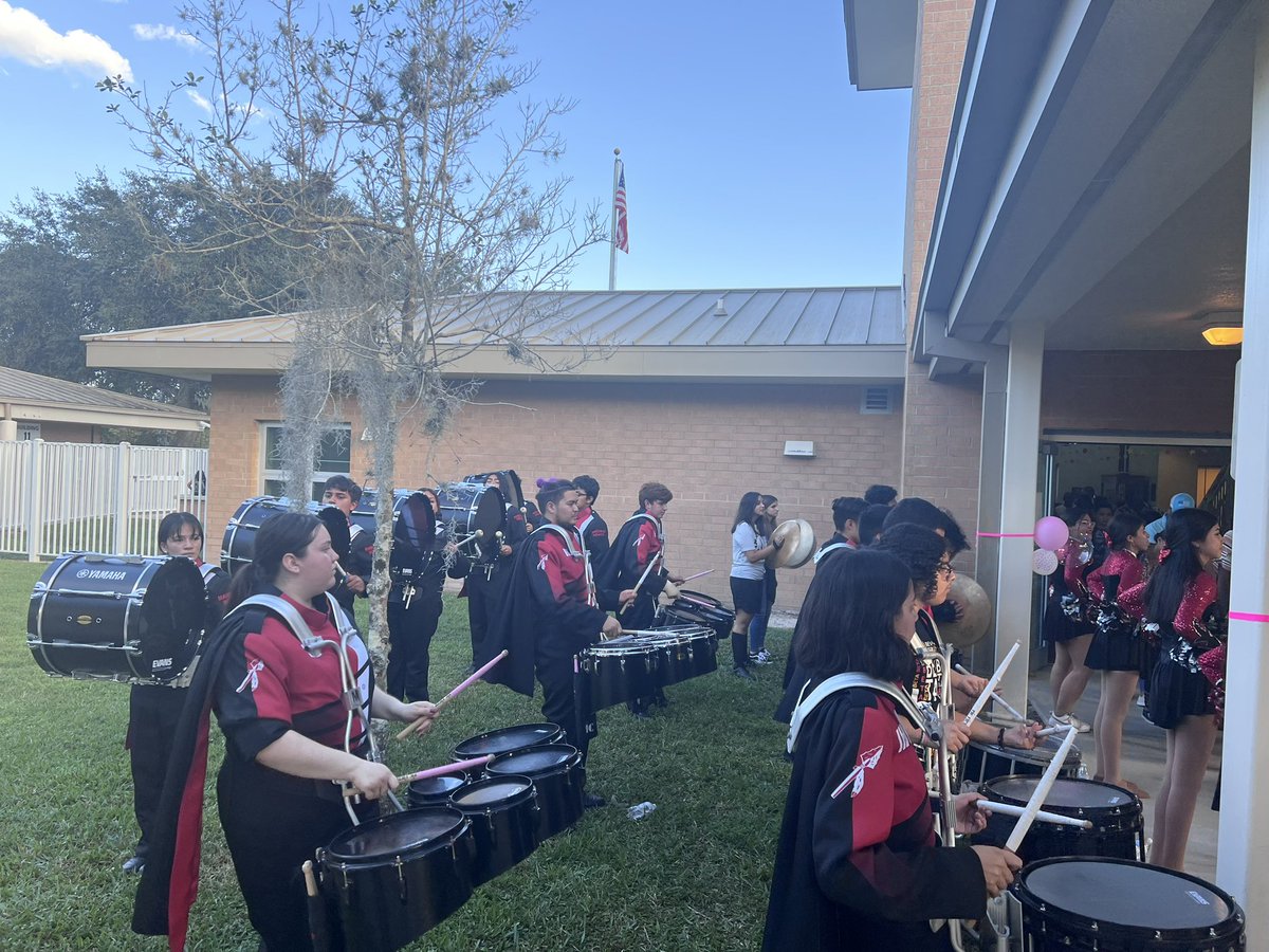 Indian_Band's tweet photo. Marching Indian Battery and Guard celebrations with @VOEPanthers @Indians_IHS @CollierFineArts @collierschools #CCPSProud https://t.co/pDR3wY0Pxj