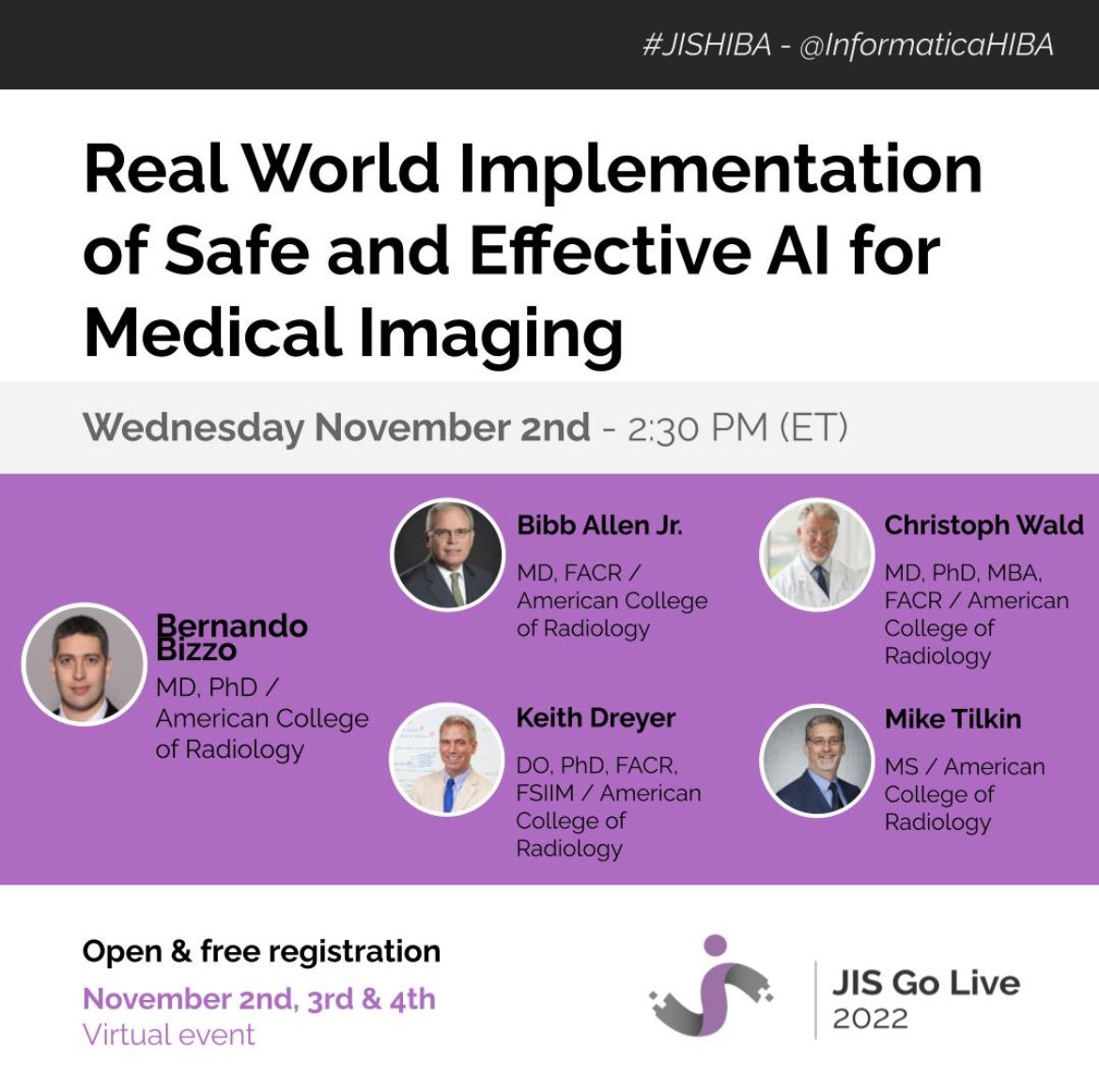 Paige Nierengarten, MSHI, BSRS (RT)(R)(MR) (@paigeniereng) on Twitter photo Members of our Informatics Commission and Data Science Institute will be presenting at the annual Health Informatics Conference hosted by the Hospital Italiano de Buenos Aires. Registration is free! hospitalitaliano.org.ar/#!/home/jornad… <a href="/waldchristoph/">Christoph Wald, MD</a> <a href="/BernardoBizzo/">Bernardo Bizzo</a> <a href="/bibballen/">Bibb Allen</a> <a href="/AcrDsi/">ACR Data Science Institute</a> Members of our Informatics Commission and Data Science Institute will be presenting at the annual Health Informatics Conference hosted by the Hospital Italiano de Buenos Aires. Registration is free! hospitalitaliano.org.ar/#!/home/jornad… <a href="/waldchristoph/">Christoph Wald, MD</a> <a href="/BernardoBizzo/">Bernardo Bizzo</a> <a href="/bibballen/">Bibb Allen</a> <a href="/AcrDsi/">ACR Data Science Institute</a>