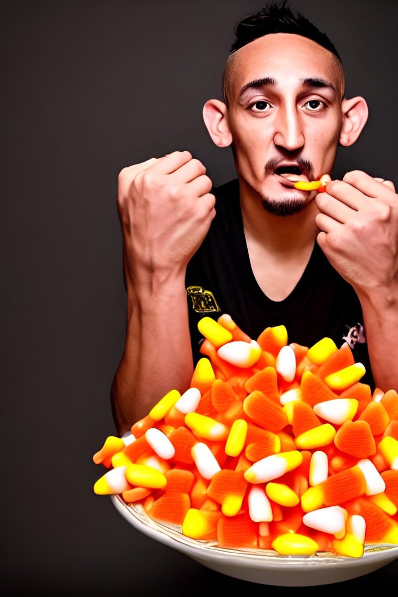 MMAiART's tweet image. Max Holloway Eating Candy Corn