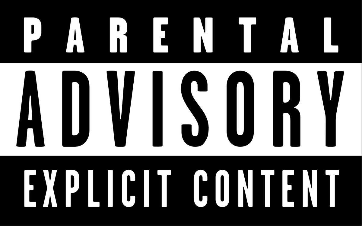 MaxKriegerVG's tweet photo. i love how the recording industry was ordered by us congress to visibly flag albums with explicit content and they went "fine we'll just make that shit look cooler" and then dropped one of the hottest graphics human eyes had ever seen https://t.co/7mVzE4EaWn