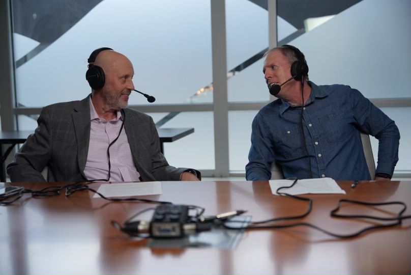GSCInstitute's tweet photo. Live recording our latest #GSCI podcast๐๏ธ at the #2022FallSCF. Episode about the latest in #supplychain news & sustainability in the industry drops next week. Listen to all our episodes: https://t.co/WpOISjXMsd https://t.co/HUKFX9wQge