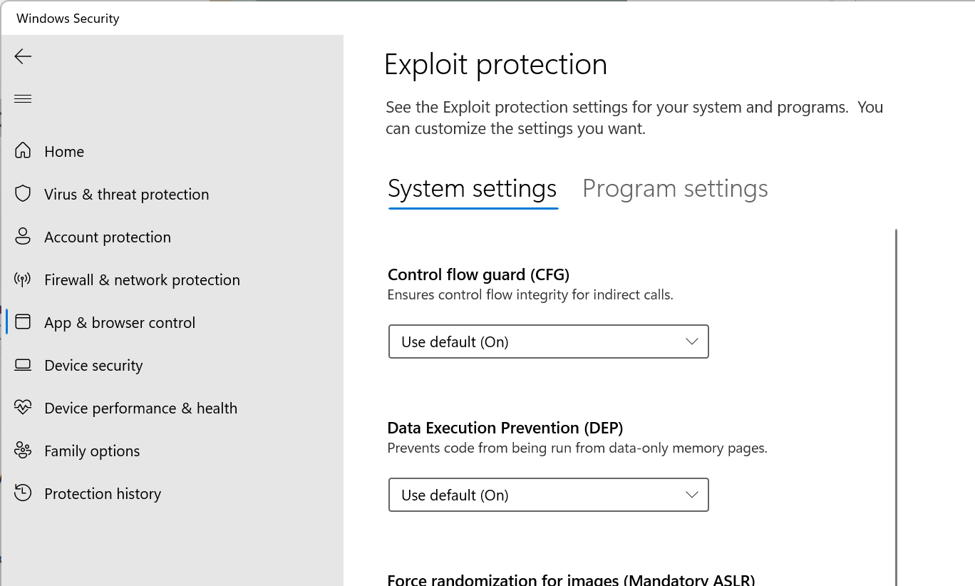Jeff Atwood on Twitter "it's under Exploit Protection, and you can disable it perexecutable