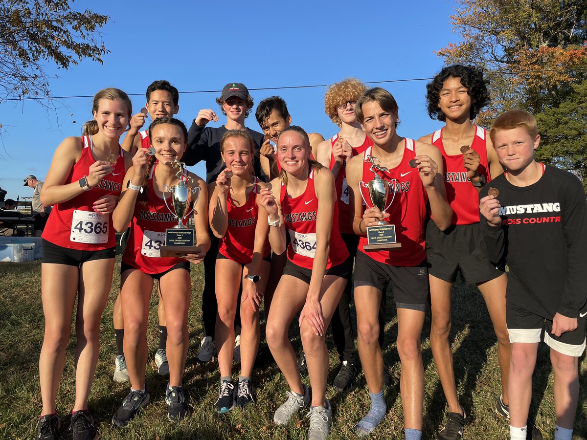 MeridianHS_XC's tweet photo. Meridian Boys &amp; Girls are Northwestern District Champions! 🏆 First time since 2010 that both Mustang teams win! Congrats to Tucker A, Henry H, Colin W, Jackson F, Joseph Z, Henry S, William A, Grace C, Molly M, Alexis N &amp; Katherine S on earning All-District 🏅! @MHSSports121 https://t.co/lR2Dw6l1T6