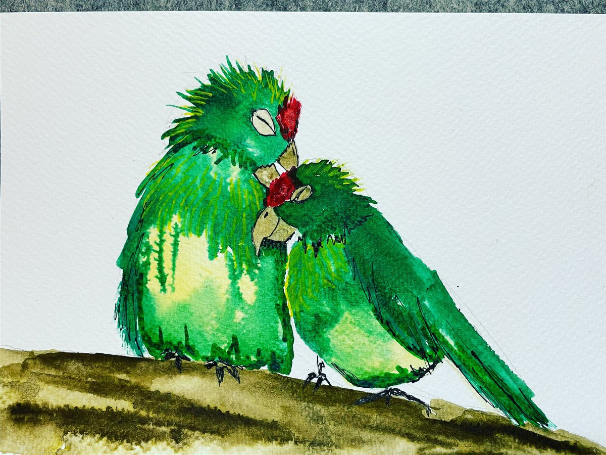 Meg_G_author's tweet image. So behind on #inktober! This is #kind with these lovely #birdies giving each other a #cuddle and a #preen #inktober2022 #inktober2022kind #inktober2022day13