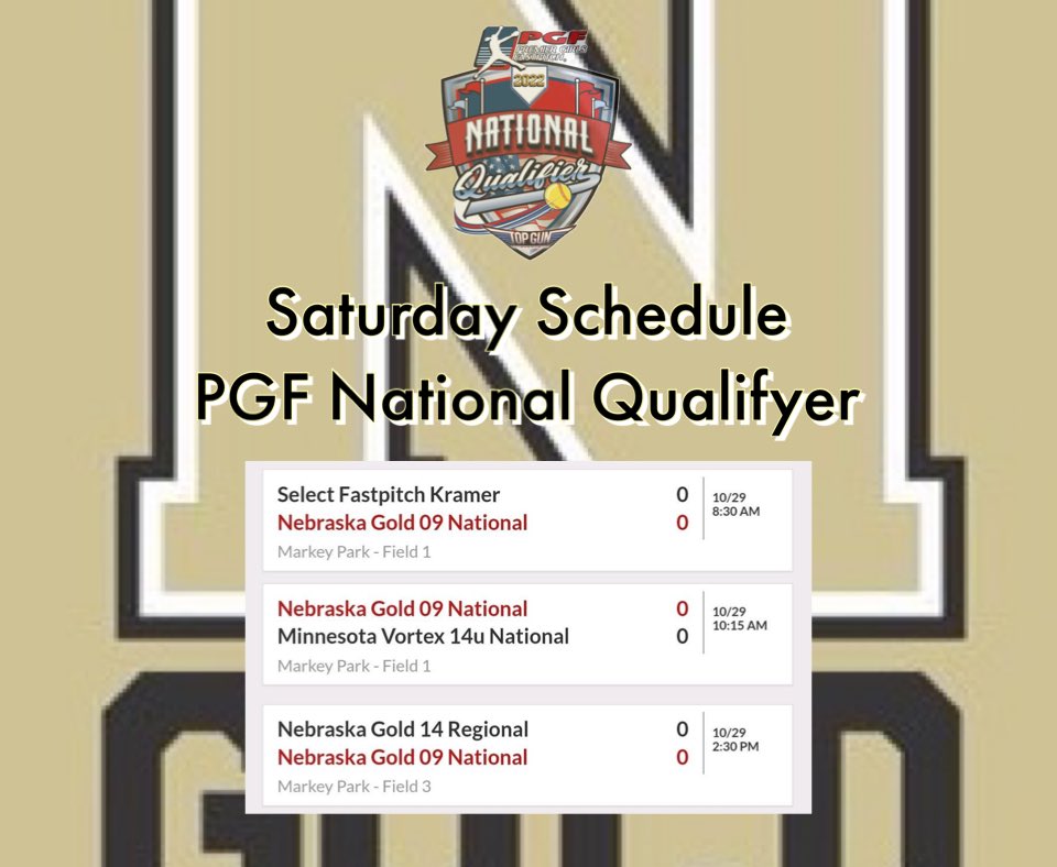 NebraskaGold09s's tweet photo. Nebraska Gold National ‘09 will be competing in the PGF National Qualifyer this weekend in Kansas City, MO.  Follow us live on Game Changer!#golddna #foryouiwill https://t.co/FIpIqlnToV