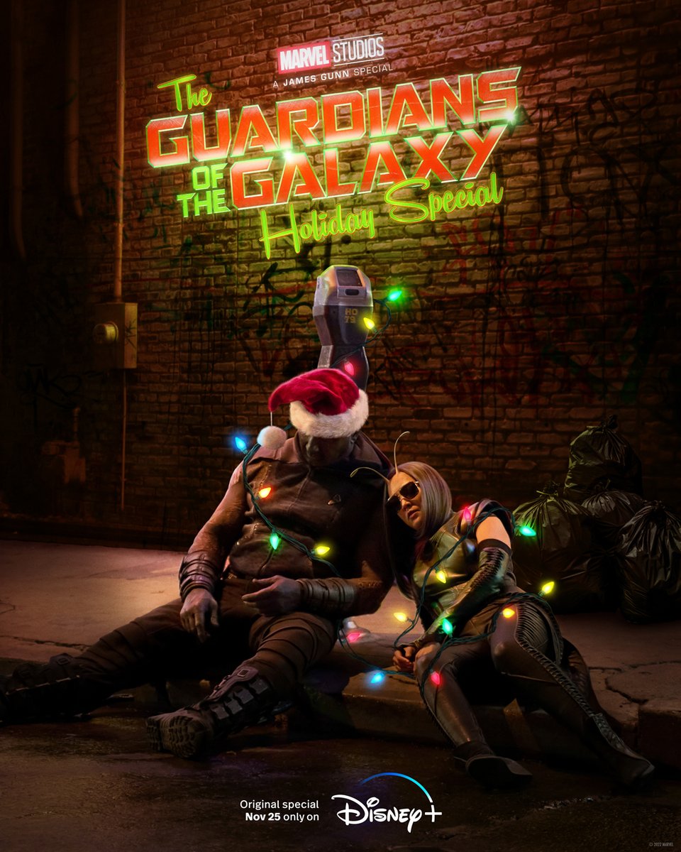 Guardians's tweet photo. In 1️⃣ month, Marvel Studios’ Special Presentation: The Guardians of the Galaxy Holiday Special starts streaming only on @DisneyPlus. 🎁 https://t.co/yIhn8xAy94