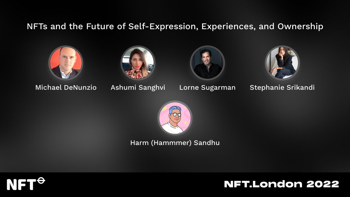 MikeDeNunzioSF's tweet photo. I'll be speaking with @stephanietials @MikeDeNunzioSF @LorneSugarman @hammmer_ @ashumiss on the Fashion Track at #NFTLondon2022 about "NFTs and the Future of Self-Expression, Experiences, and Ownership" https://t.co/tiMoG0C01S Please reach out if you would like to connect there. https://t.co/bsvFgzUMe9
