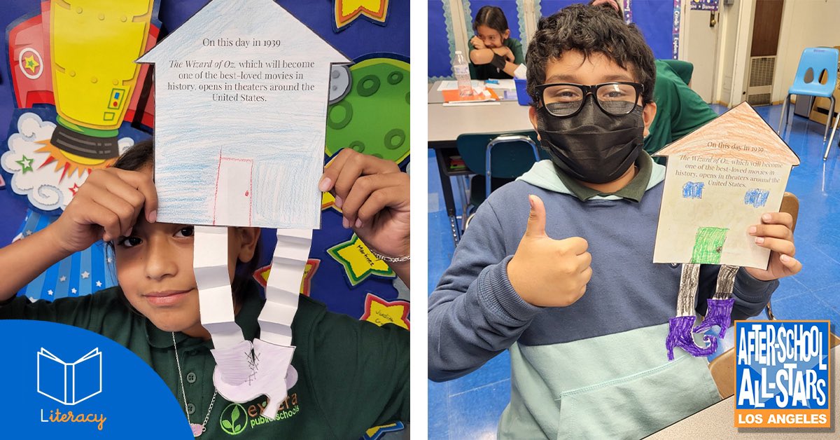 ASASLosAngeles's tweet photo. We’ve got #WizardOfOz lovers on our hands! ✨
📖 Students at TEACH Prep worked on their literacy skills with an activity about The Wizard of Oz & got to color their own house from the movie. We love to see your creativity All-Stars! 🧡
#ASASLA #Literacy #AfterschoolProgram https://t.co/pLwNnMndYx