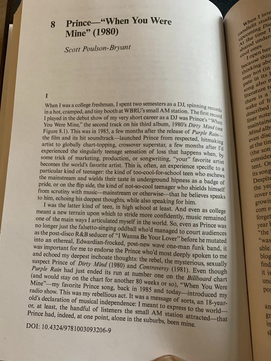 SPBPHD's tweet image. Excited to share the opening of my essay on Prince’s “When You Were Mine," which appears in One Track Mind: Capitalism, Technology, and the Art of the Pop Song, recently published by Routledge. If you’re into pop music history &amp;amp; analysis, I hope u have a chance to check it out!