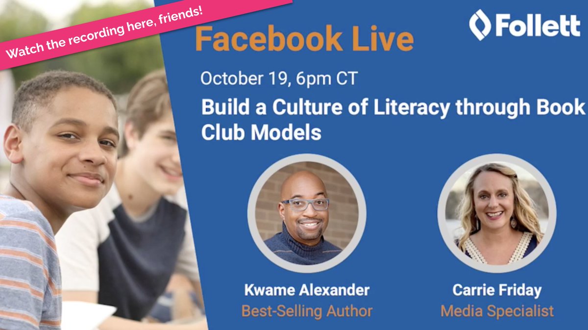 Did you miss last week’s Facebook Live video with @kwamealexander & my friend @CarrieFriday? I have the recording right here for you!🎉 Kwame & Carrie explain why book clubs are essential in fostering a love of reading in students.📚 buff.ly/3D0lw08 #tlchat #edchat