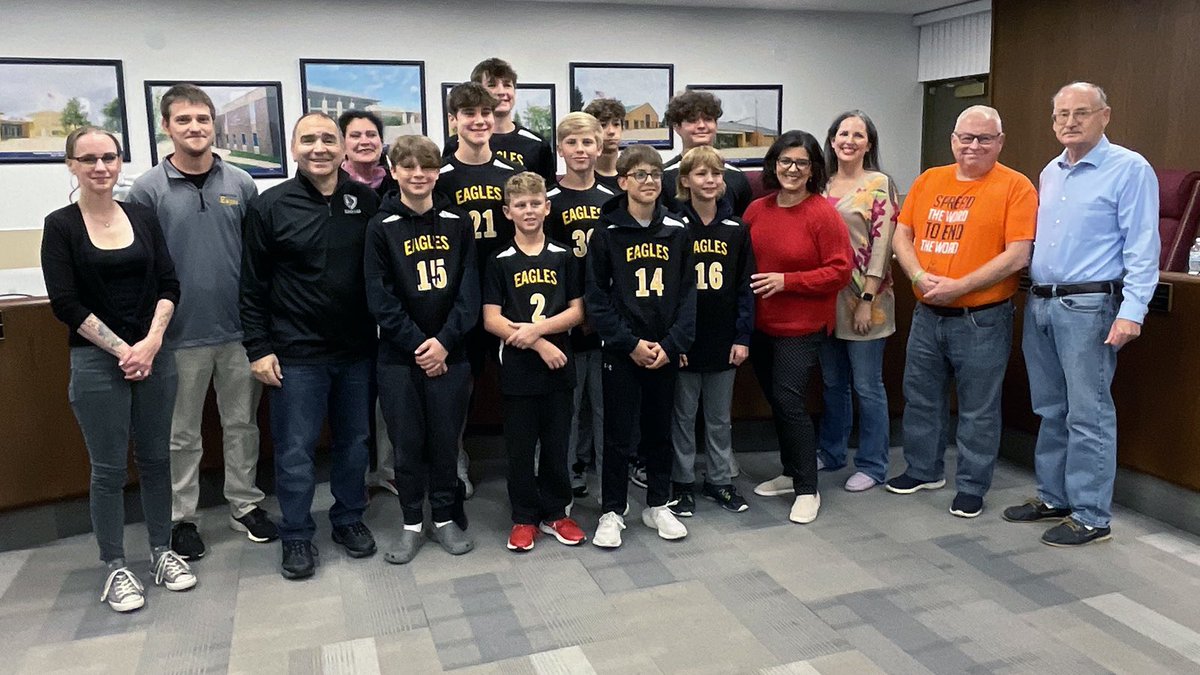 On Thursday, October 20th, members of the <a href="/PV_Eagles/">PrairieViewEagles</a> Boys’ Softball team were recognized by the <a href="/KirbySD140/">KSD 140</a> Board of Education for their SWIC Tournament Championship win. #KirbyONE40