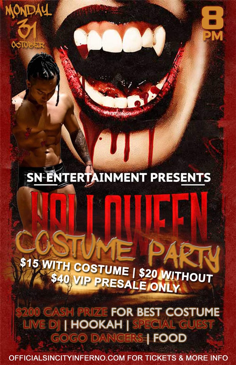 SinCityInferno's tweet photo. $10 presale Tickets on Sale now for the Only LGBT Hip Hop Halloween party in Vegas! https://t.co/dNU2JuF0T5