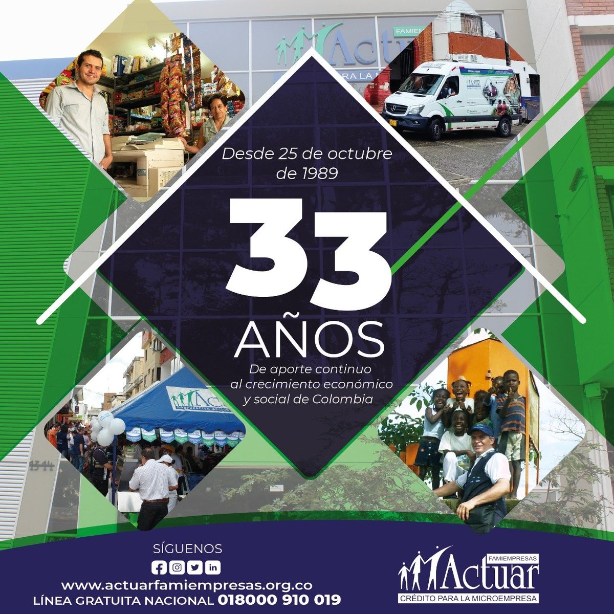 ActuarFami's tweet photo. Han pasado de 33 años  y nuestro compromiso de apoyo y fortalecimiento al sector microempresarial del país sigue firme, creemos en nuestros microempresarios y ellos en nosotros
#cumpleaños #actuarmascerca https://t.co/YMk14FmtPF