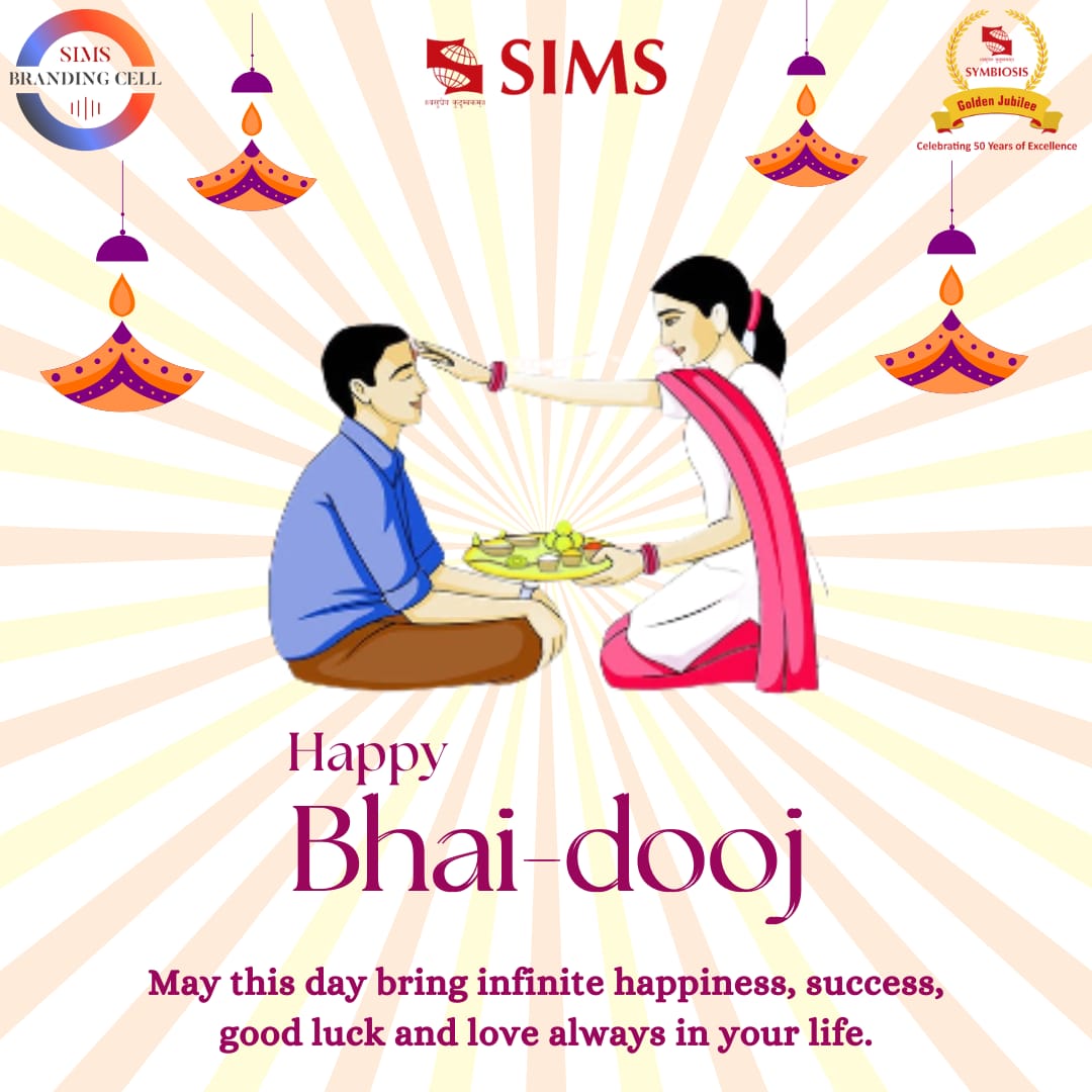 PuneSIMS's tweet photo. “A sibling shares childhood memories and grown-up dreams” 

SIMS, Pune wishes everyone a Happy Bhai Dooj. May this Bhai Dooj deepen the bond of trust and love between brothers and sisters.
#simspune #siu #simswayoflife #makeadifference #bhaidooj @director_sims @symbiosistweets https://t.co/4bXTE1lbY9