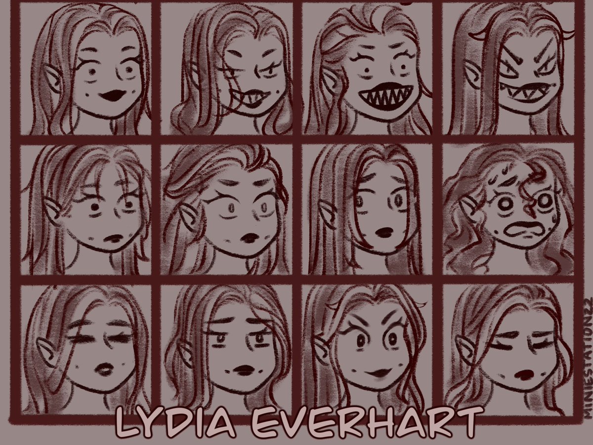 miniestation's tweet image. I tried to make the hair match the emotions? 🤔
#OC #ExpressionChart