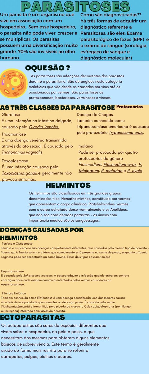 studybellag's tweet image. Resumo sobre Parasitoses (abra a imagem)