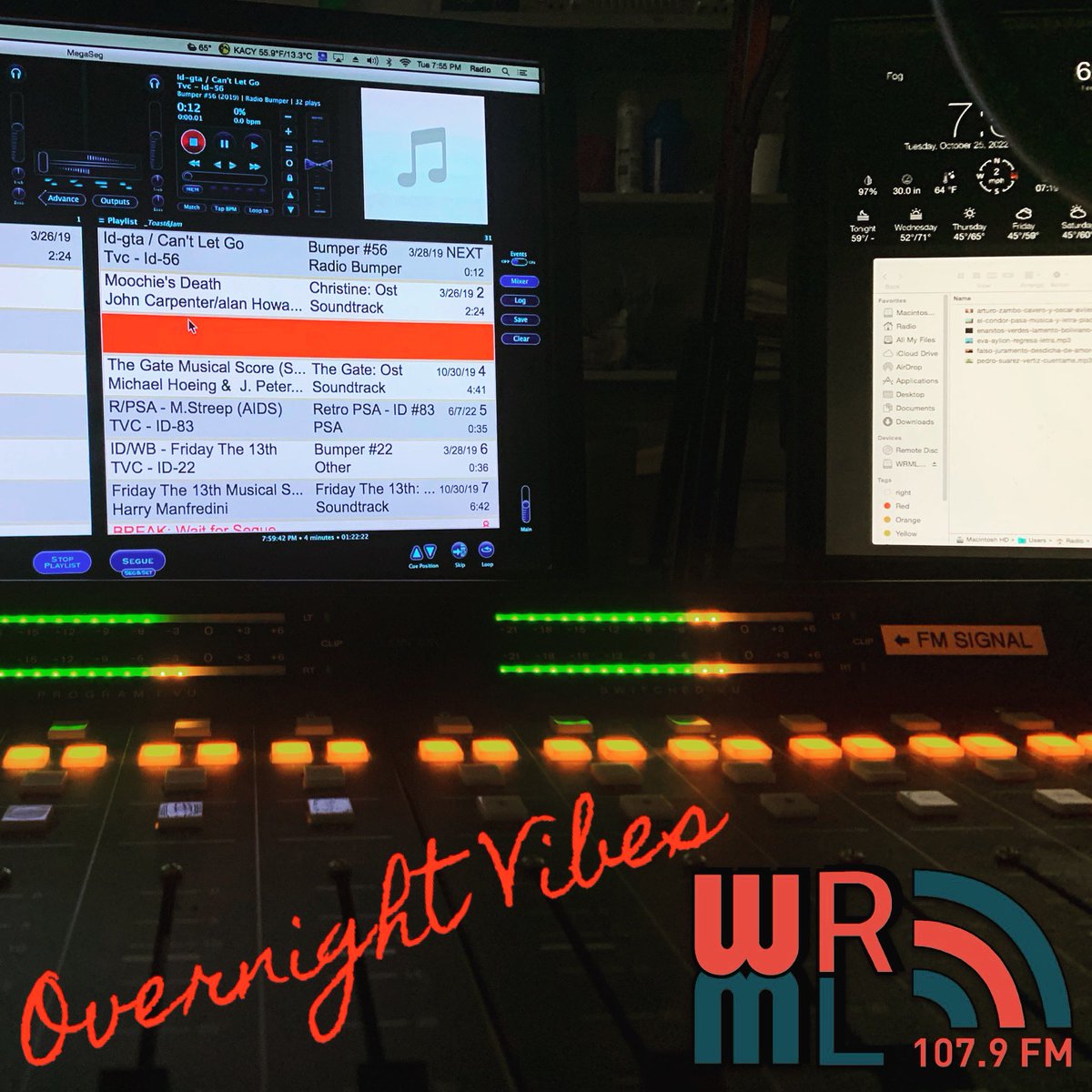 WRML1079's tweet photo. Nothing like the vibes in the studio during a dark and foggy fall night… https://t.co/ftYpvhHaKb