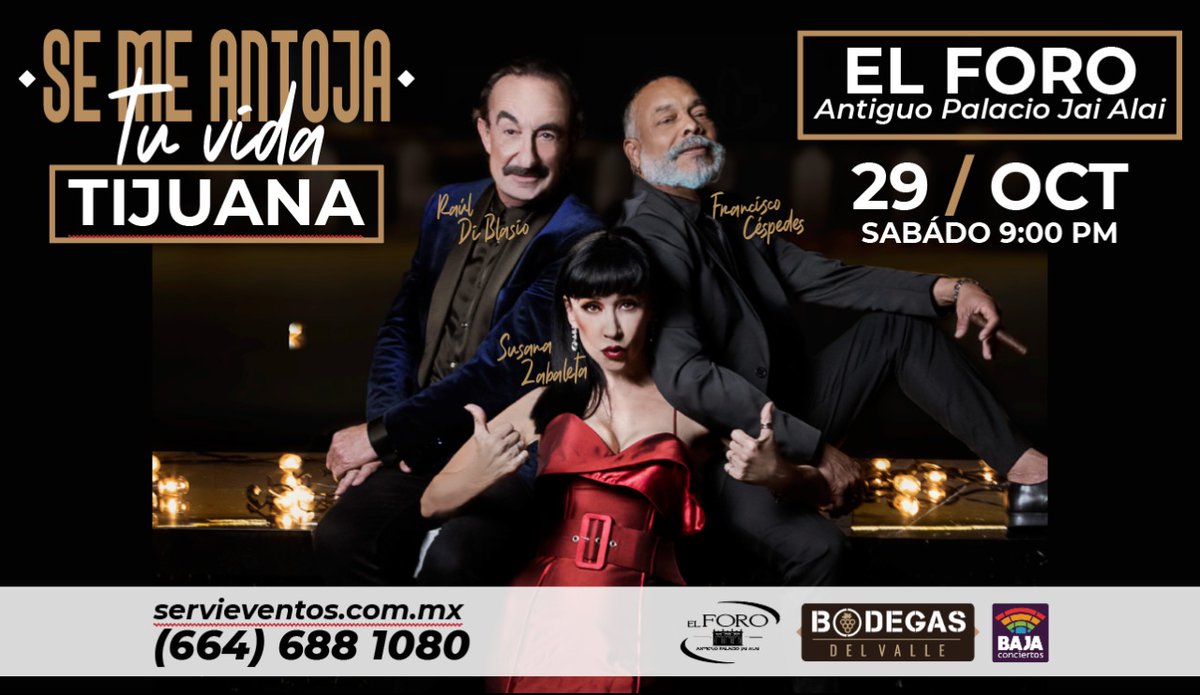 ¿Se te antoja?, Este 29 de octubre no te puedes perder <a href="/SeMeAntojaTuVi/">Se Me Antoja Tu Vida</a> con <a href="/SusanaZabaleta/">Susana Zabaleta</a> <a href="/DiBlasioOficial/">Raúl Di Blasio</a> y <a href="/FPanchoCespedes/">Francisco Pancho Céspedes</a> en Tijuana.