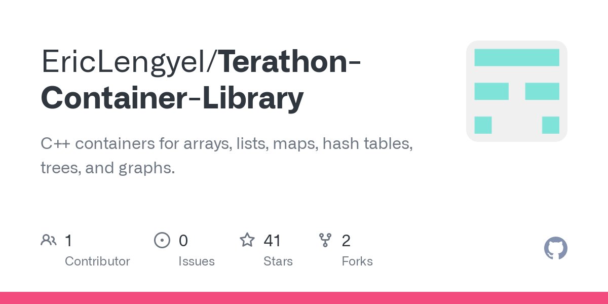 C++ containers for arrays, lists, maps, hash tables, trees, and graphs. github.com/EricLengyel/Te… #Pentesting #CyberSecurity #Infosec