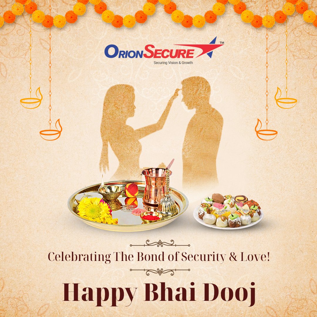Orion_Secure's tweet photo. May this auspicious occasion take away all the darkness and illuminate your life with happiness and prosperity. Wishing you and your sibling a very #HappyBhaiDooj
#bhaidooj2022 #BhaiDooj #Orionsecure #SecurityCompany #Security #SecurityGuard #securityservices https://t.co/hUpEk6l53o