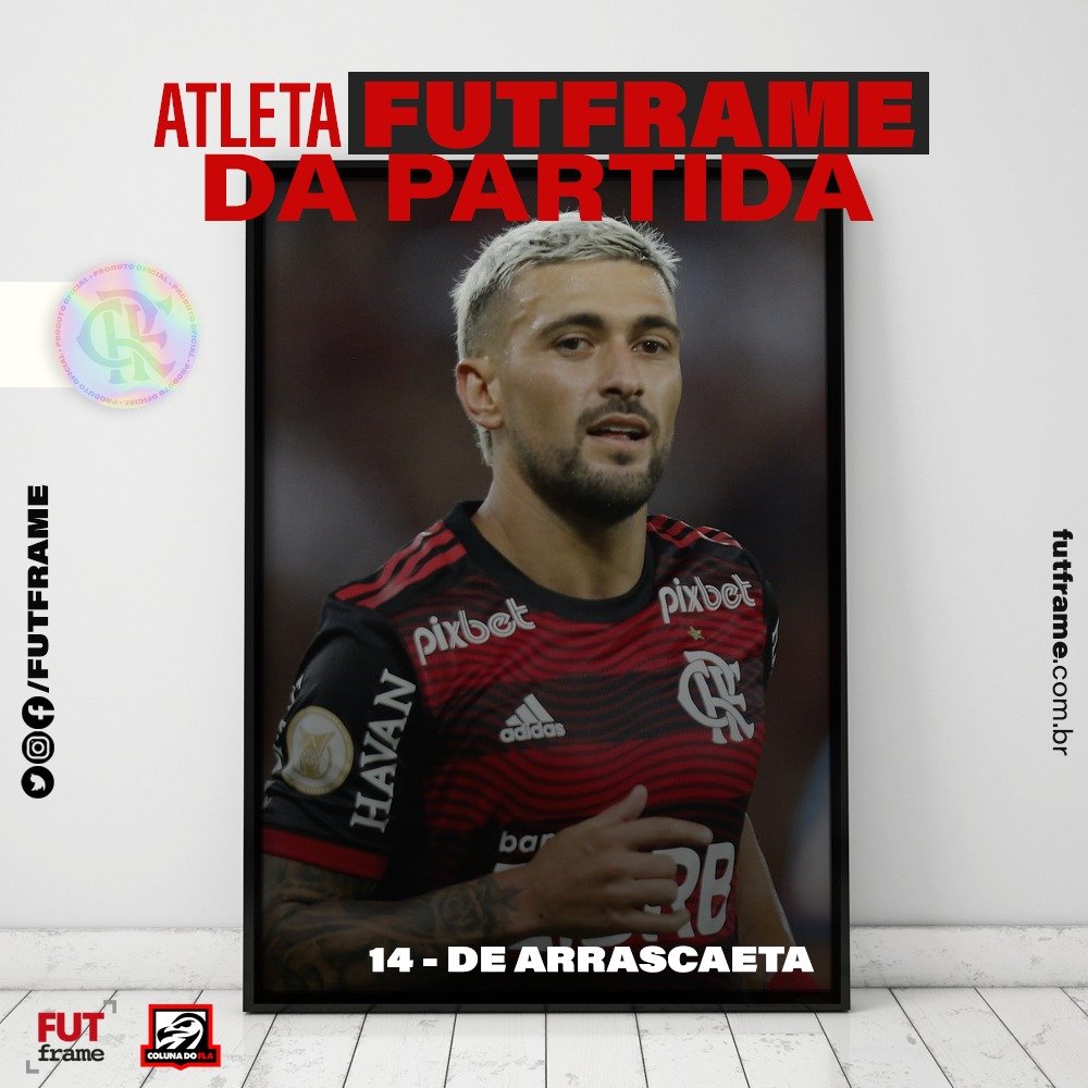 ColunadoFla's tweet photo. 🖼 O prêmio @futframe de melhor jogador da partida vai para...
ARRASCAETA! ⭐
Em enquete, o camisa 1️⃣4️⃣ foi escolhido como o melhor da partida na vitória do Flamengo sobre o Santos, pelo Brasileirão! 🟥⬛ #FutFRAME #colunadofla https://t.co/E0f23075R9
