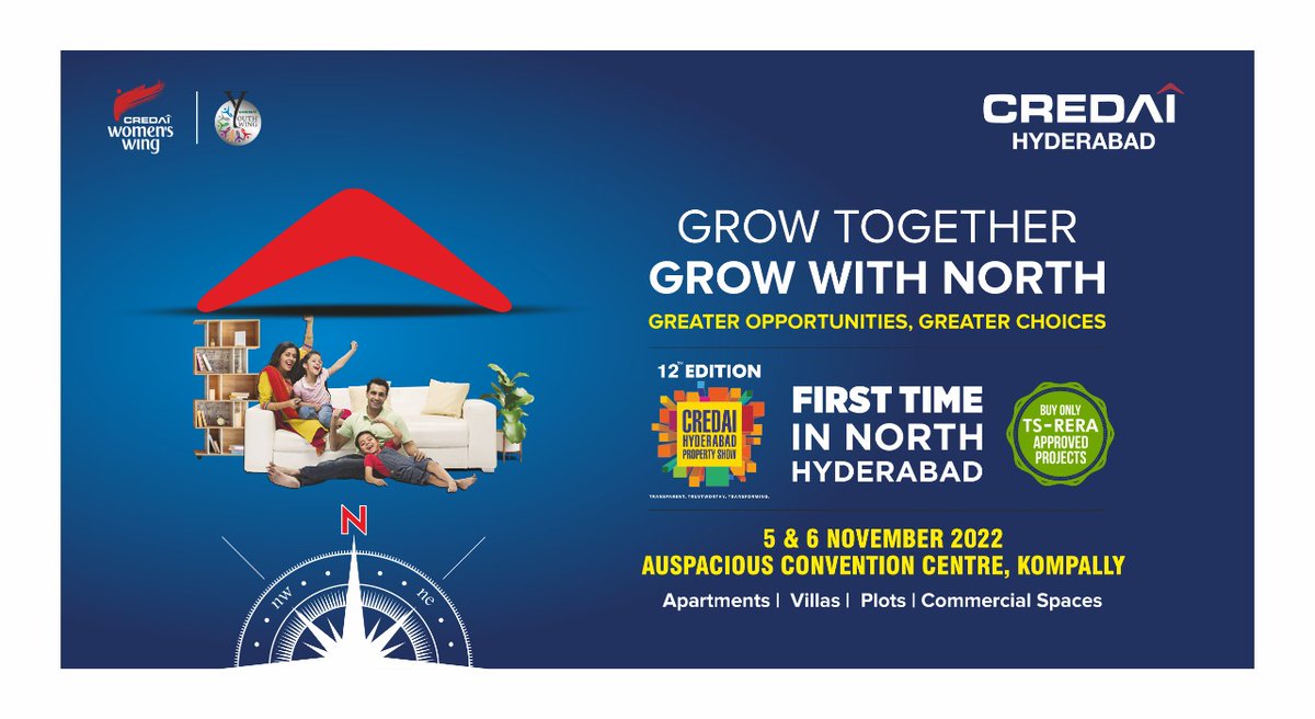CredaiHyderabad's tweet photo. @CredaiHyderabad is organising it's 12th Edition of Property Show on 5th & 6th November, 2022 at AUSPACIOUS CONVENTION CENTRE, Kompally, Sec'bad.
First Ever in,
NORTH HYDERABAD
#realestate #properties #Gridpolicy #RERA
Thanks to @KTRTRS garu for developing Hyderabad in 360° https://t.co/sOxarZUbZp