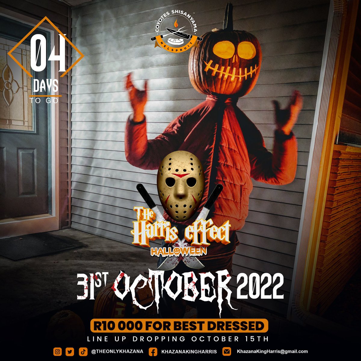 TheOnlyKhazana's tweet photo. With just 4 Days Left, Secure your Space inside the Horror House ๐งโโ๏ธ but thereโs a catch ๐ค 3 sections will be divided @Nelspruit_Shisa on this Day โฌ๏ธ
๐#1 Zombie District
๐#2 Church Avenue
๐#3 The Horror House ๐ซฃ๐คซ
#TheHarrisEffect Halloween ๐ https://t.co/UbKNqWZJrP
