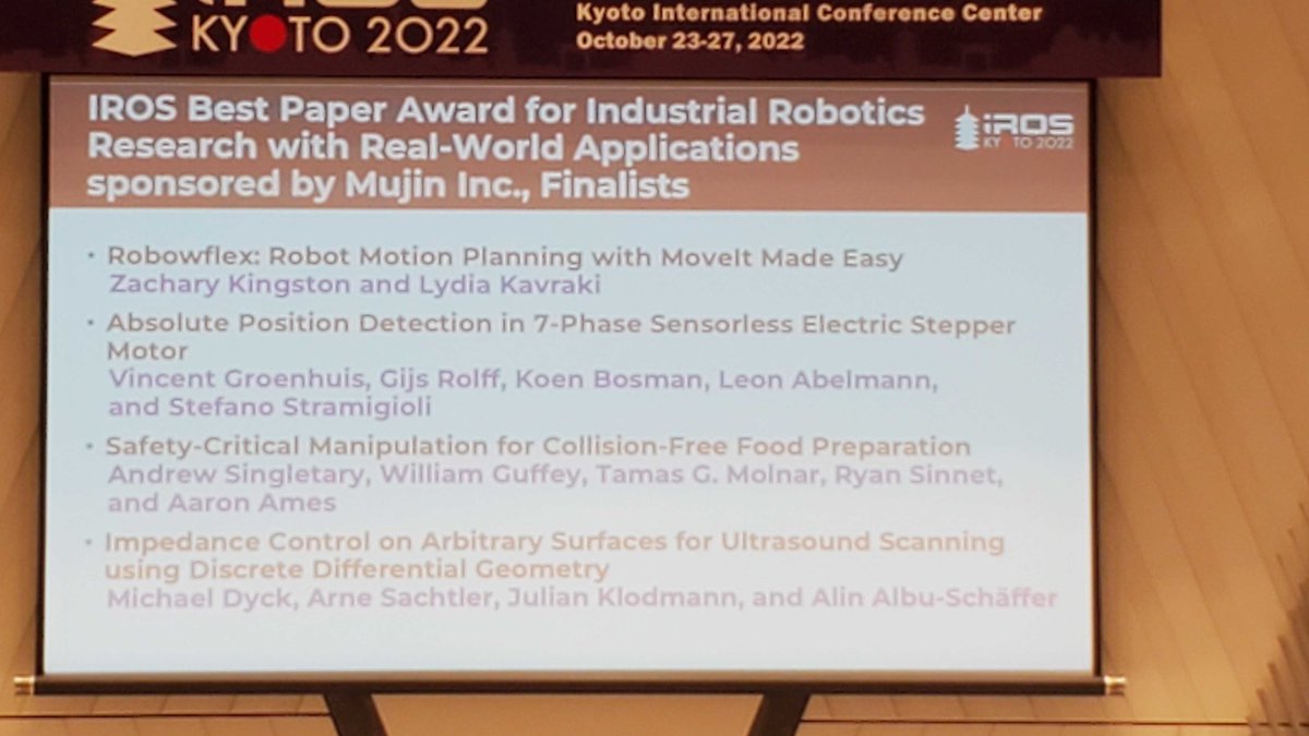 Kavraki Lab (@kavrakilab) on Twitter photo Kavraki Lab's <a href="/kingstonzak/">Zachary Kingston</a> was a finalist for the "Best Paper Award for Industrial Robotics with Real-World Applications" at #IROS2022! Congratulations to Zak! Kavraki Lab's <a href="/kingstonzak/">Zachary Kingston</a> was a finalist for the "Best Paper Award for Industrial Robotics with Real-World Applications" at #IROS2022! Congratulations to Zak!