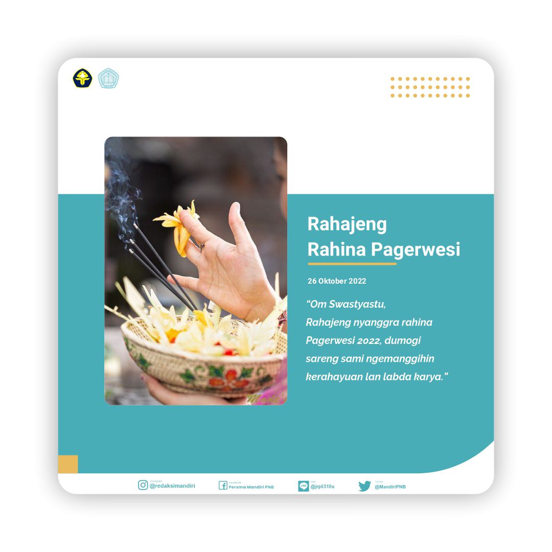 Salam Persma!

Kami Unit Kegiatan Mahasiswa Jurnalistik dan Redaksi Mandiri Keluarga Besar Mahasiswa Politeknik Neger Bali

Mengucapkan "Selamat Hari Raya Pagerwesi”